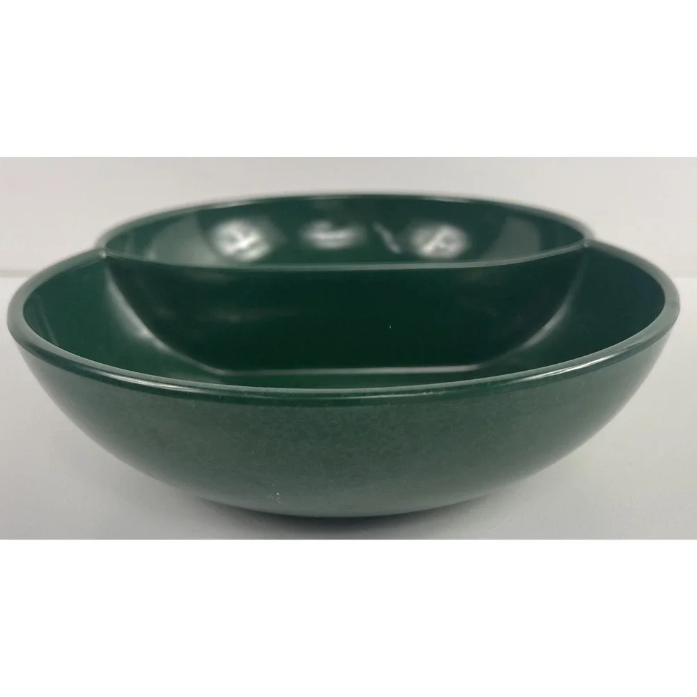 Vintage Green Melmac Color Flyte by Branchell Divided Double Bubble Bowl